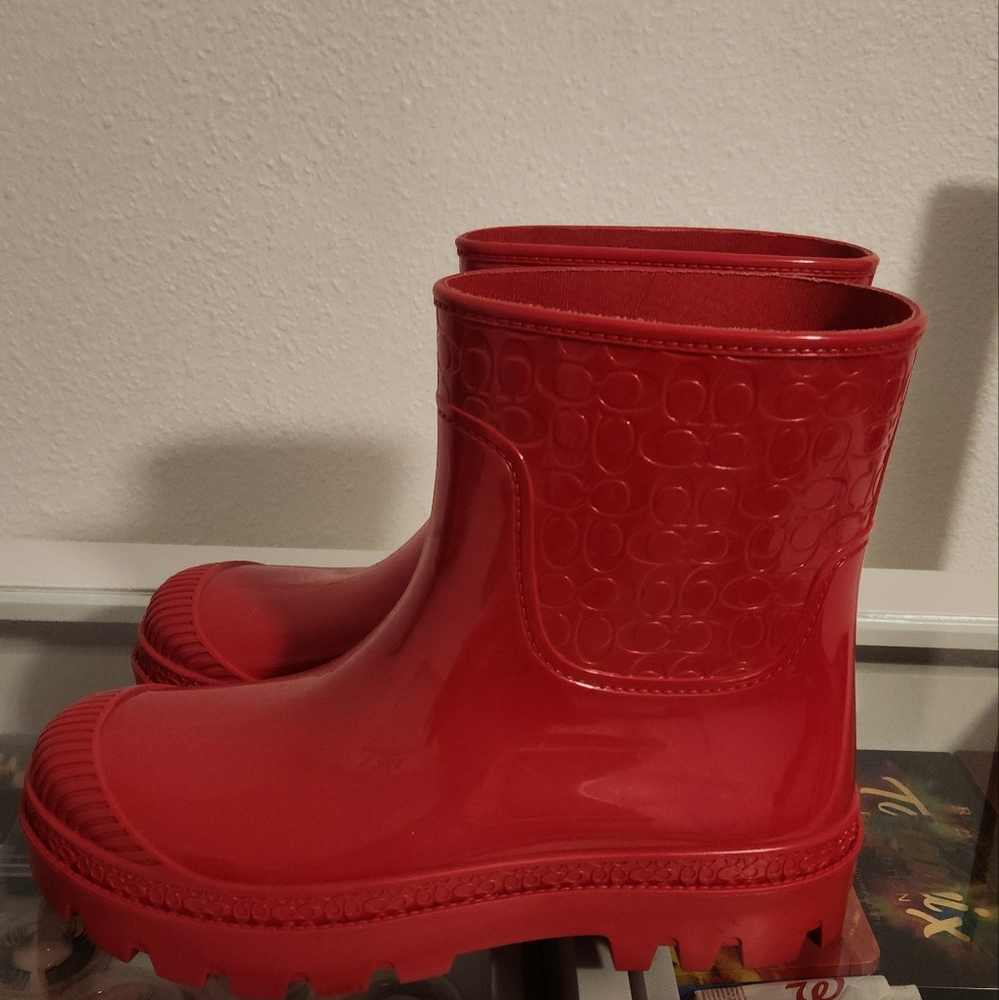 Coach "millie rubber" candy red rain boots